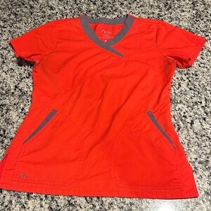 Orange nrG Scrub Top with Gray Accents